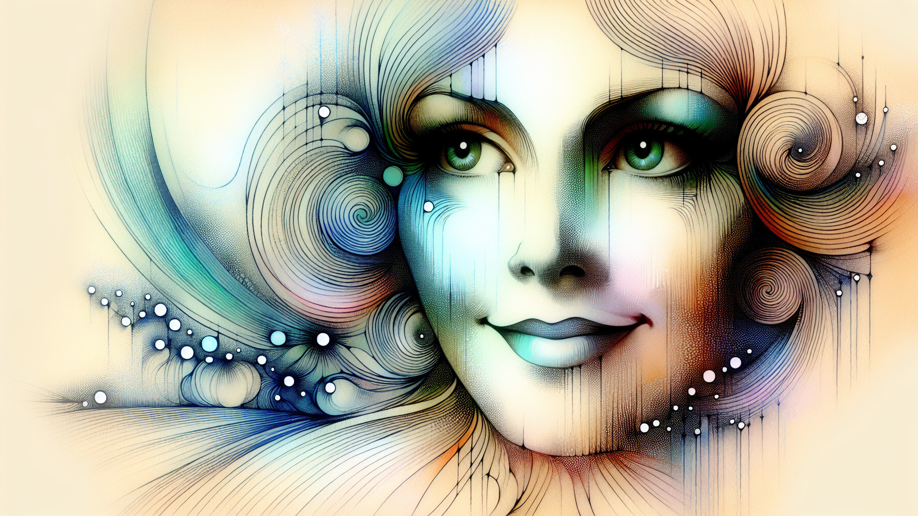 Abstract Portrait of a Woman with Flowing Hair