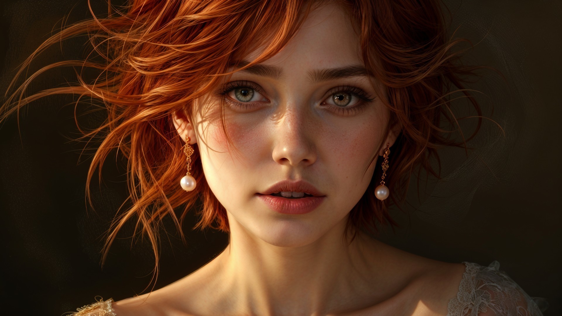 Close-Up Portrait of a Young Woman with Red Hair