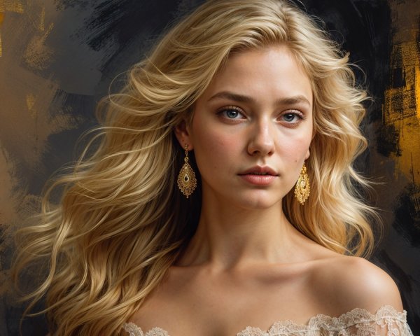 Young woman with blonde hair and elegant earrings