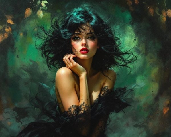 Portrait of a Young Woman in Ethereal Setting