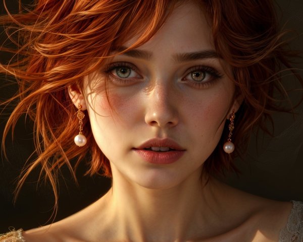Close-Up Portrait of a Young Woman with Red Hair