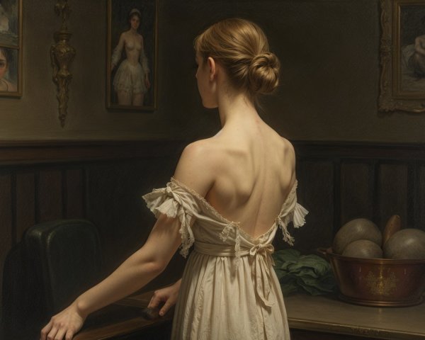 Young Woman in Elegant Interior with Soft Lighting