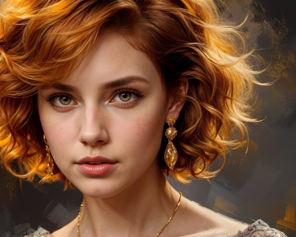 Close-Up Portrait of a Young Woman with Orange Hair