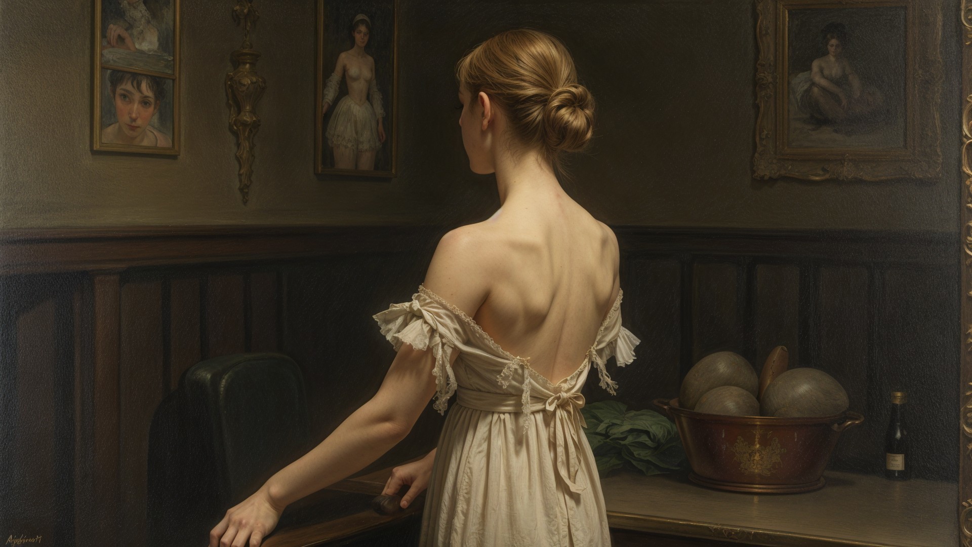 Young Woman in Elegant Interior with Soft Lighting