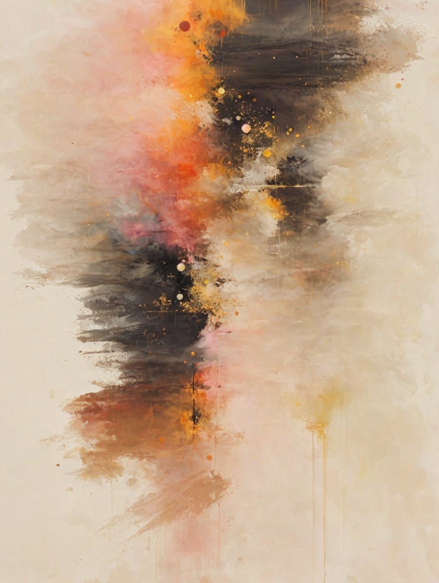 Abstract Painting with Pastel Hues and Dynamic Texture