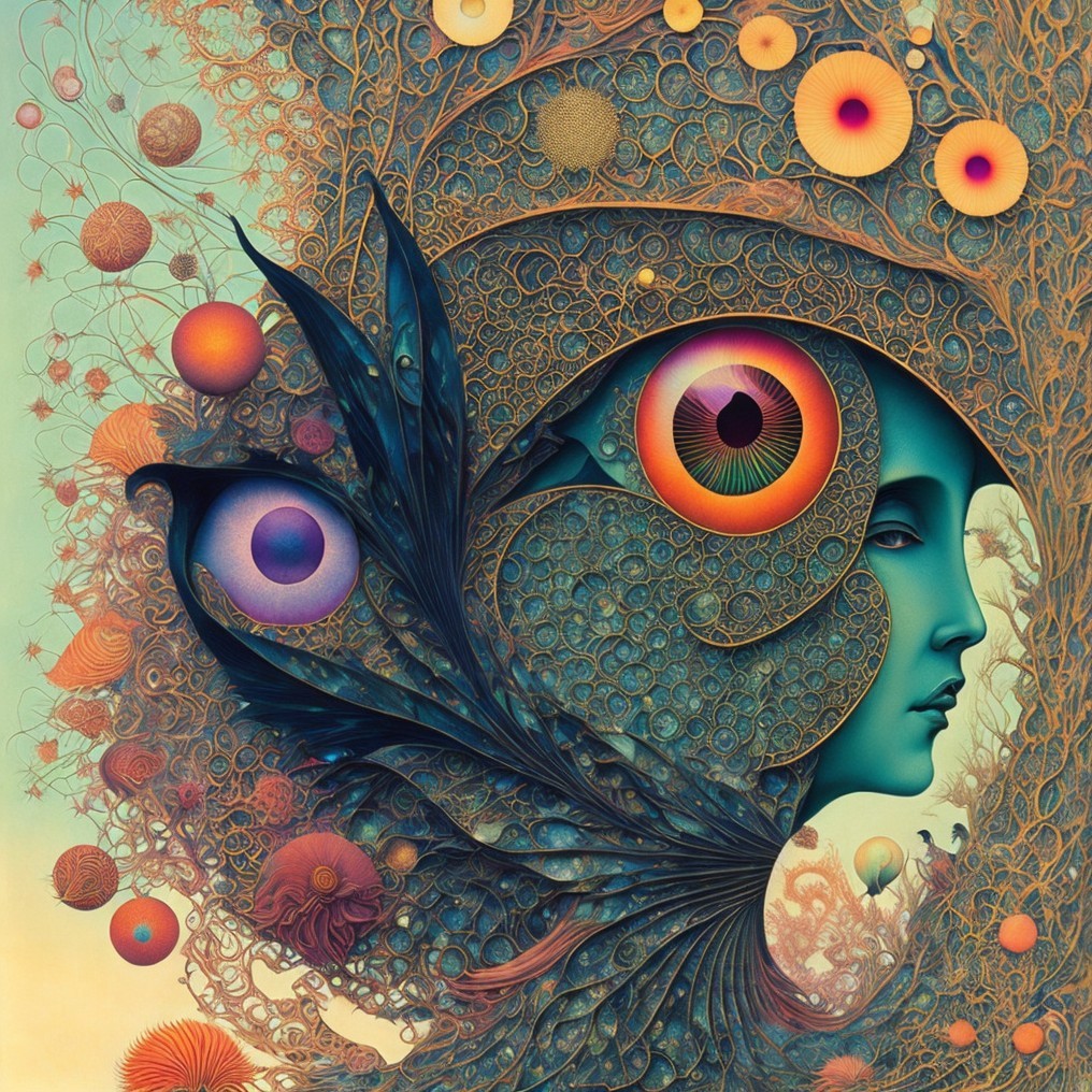 Surreal Artistic Profile with Organic Patterns and Colors