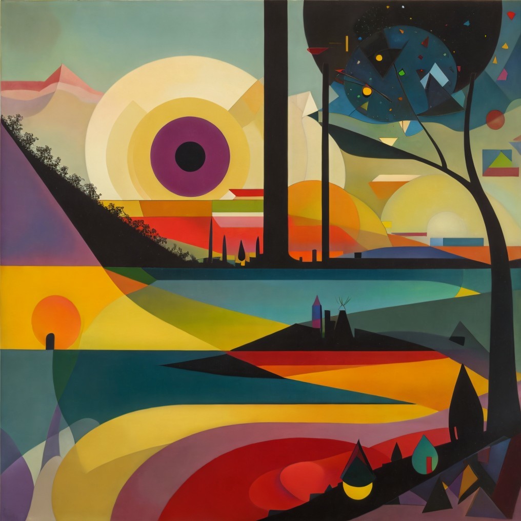 Abstract Colorful Geometric Landscape Painting