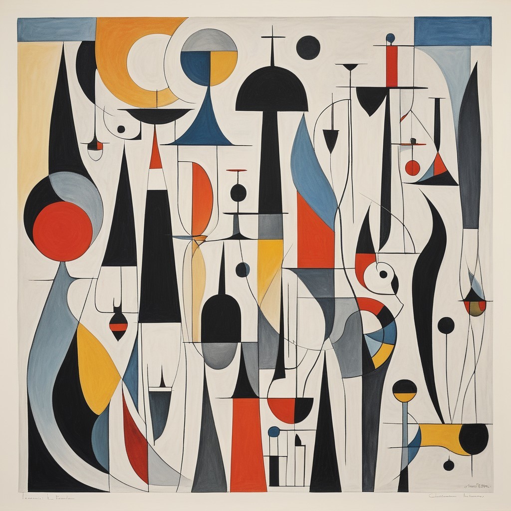 Abstract Artwork with Geometric Shapes and Bold Colors