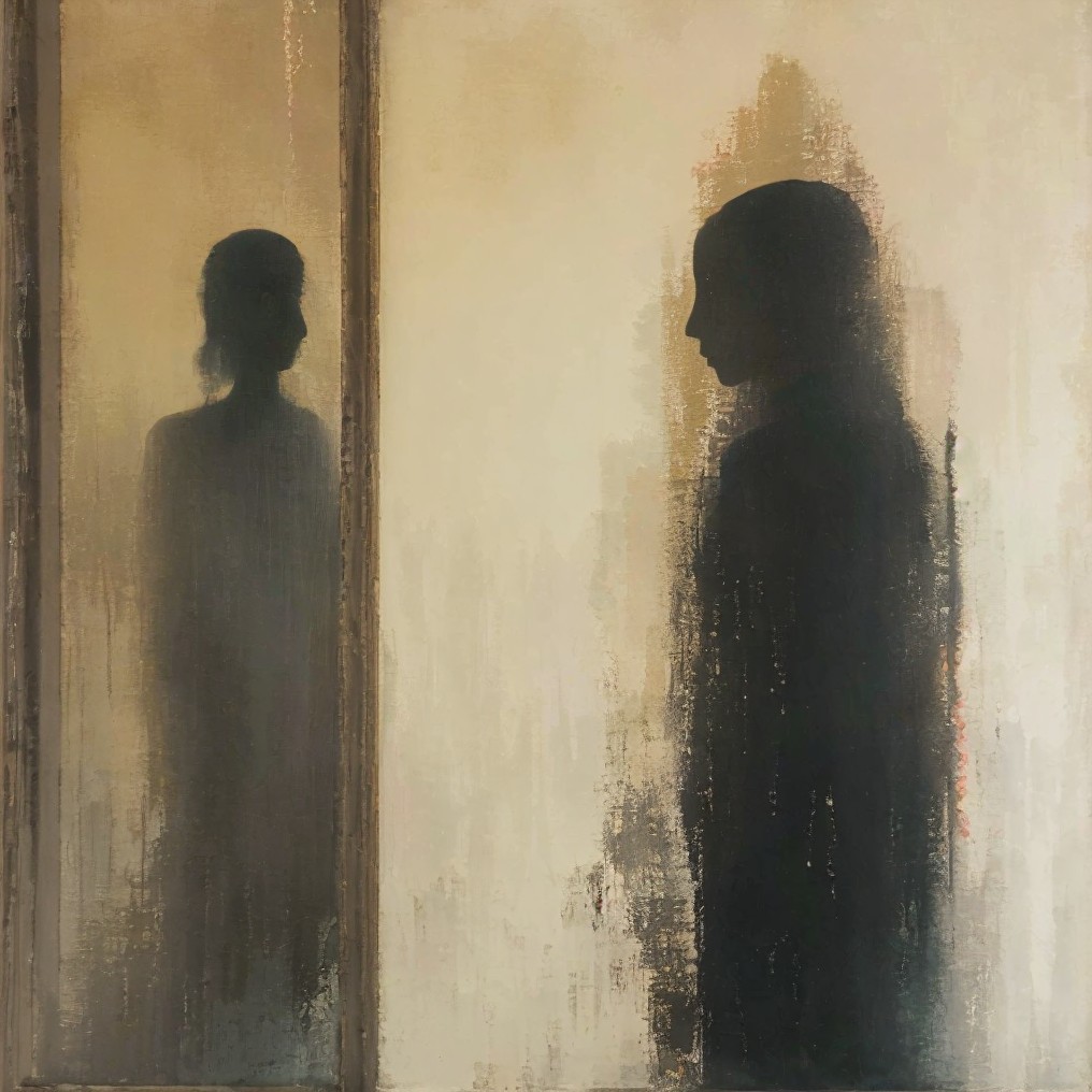 Silhouetted Figures in Minimalist Moody Artwork
