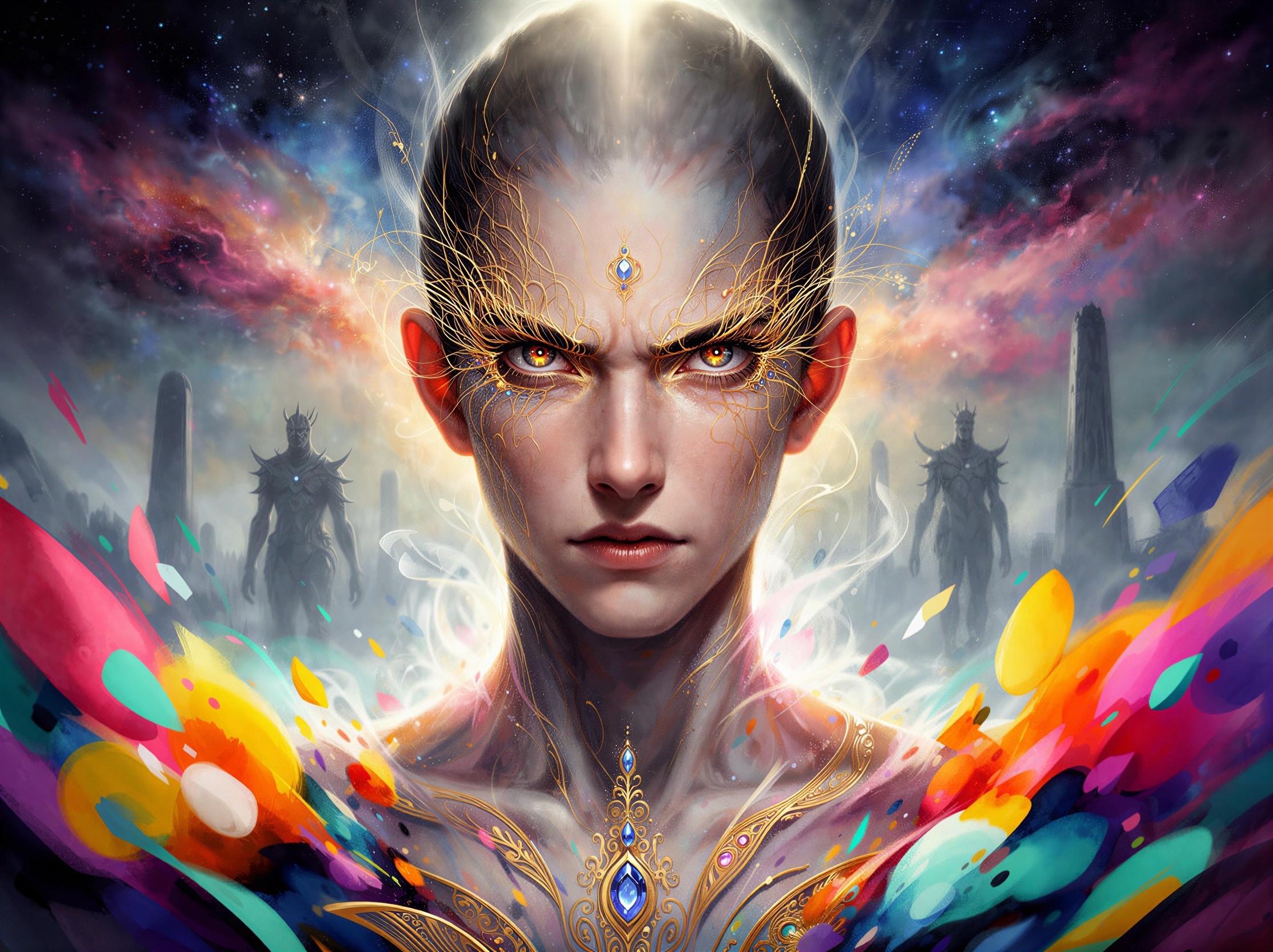 Androgynous Figure with Mystical Features in Digital Art