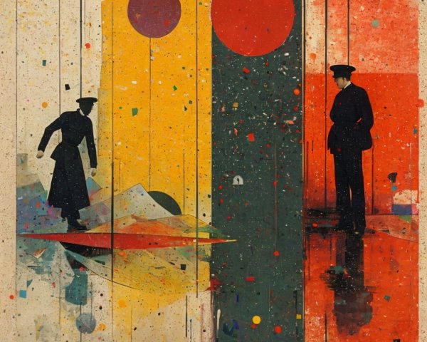 Colorful Silhouettes in Dynamic Abstract Composition