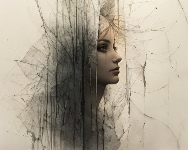 Ethereal Woman's Profile with Abstract Background