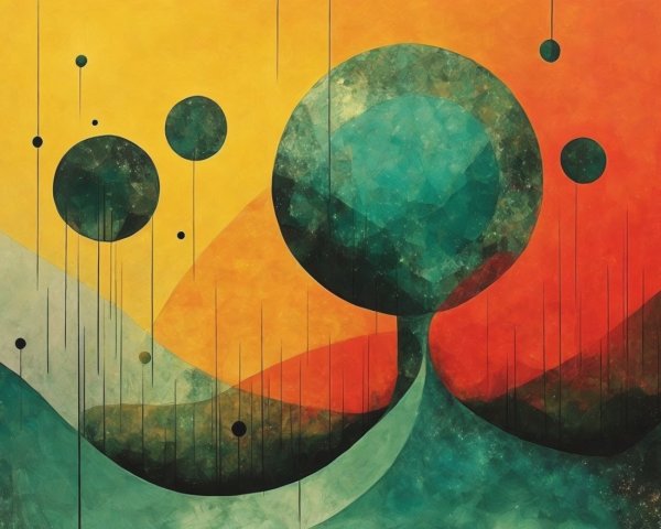 Abstract Artwork with Vibrant Gradient and Circular Shapes