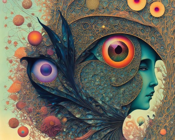 Surreal Artistic Profile with Organic Patterns and Colors