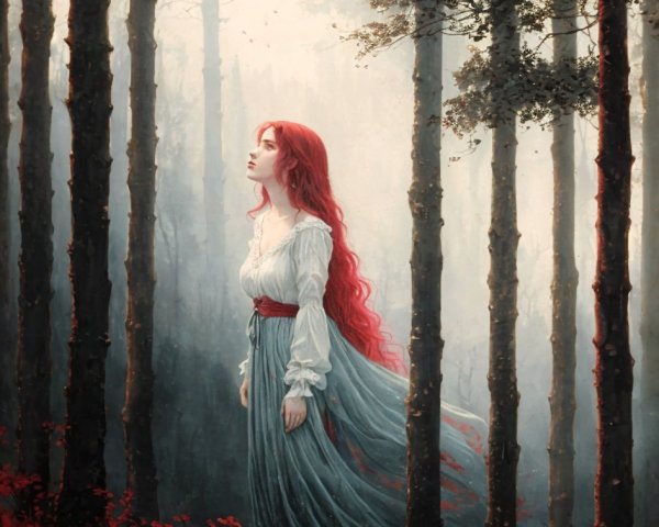 Otherworldly Woman in Fantasy Forest Setting