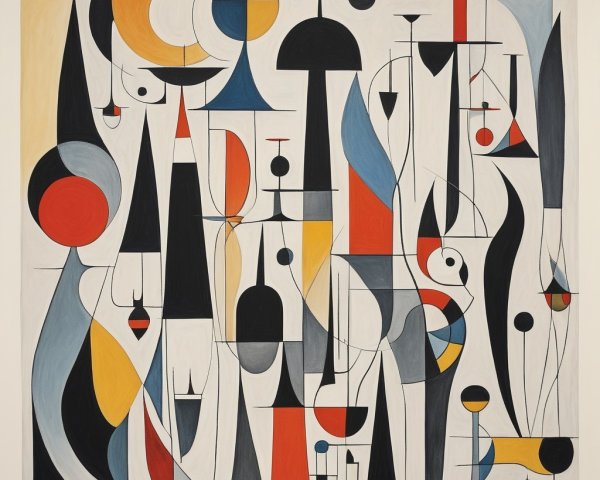 Abstract Artwork with Geometric Shapes and Bold Colors