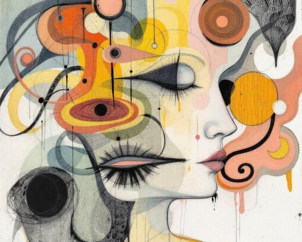 Abstract Portrait of a Woman with Vibrant Colors