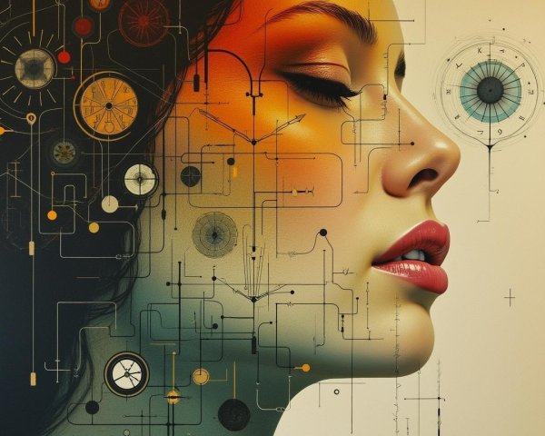 Close-Up Profile of Woman with Abstract Patterns