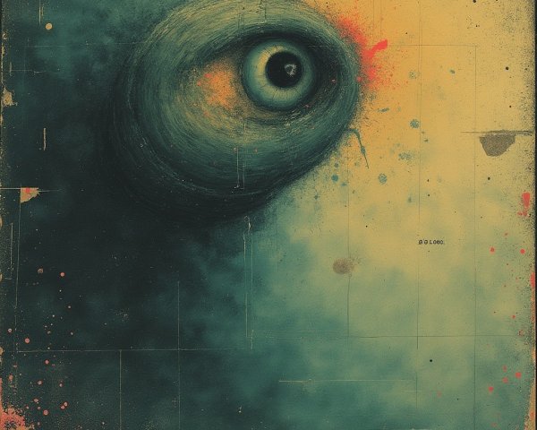 Abstract Surreal Artwork of a Large Eye in Colorful Background