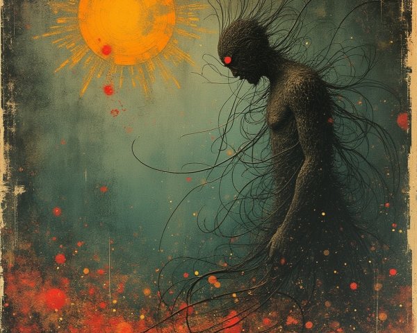 Silhouetted Figure in Colorful Surreal Landscape