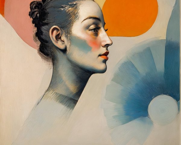 Stylized Profile of a Young Woman with Abstract Background