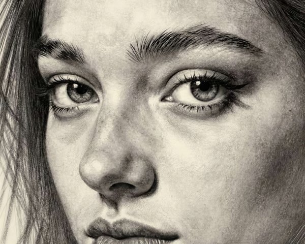 Black and White Close-Up Portrait of a Woman