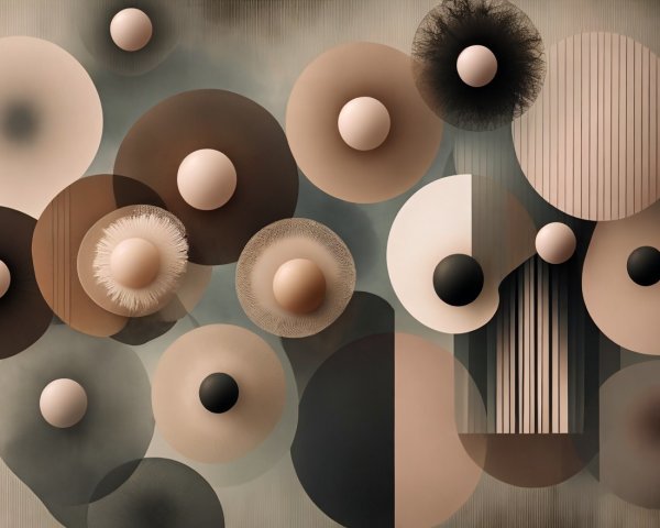 Abstract Composition of Circular Shapes in Neutral Tones