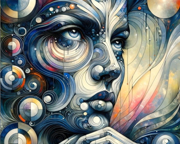 Intricate Abstract Portrait in Art Nouveau Style