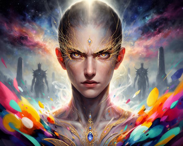 Androgynous Figure with Mystical Features in Digital Art