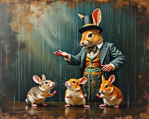 Dapper Mouse Magician Performing for Smaller Mice