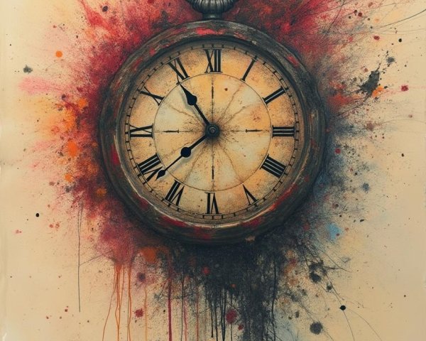 Antique Pocket Watch Surrounded by Vibrant Abstract Colors