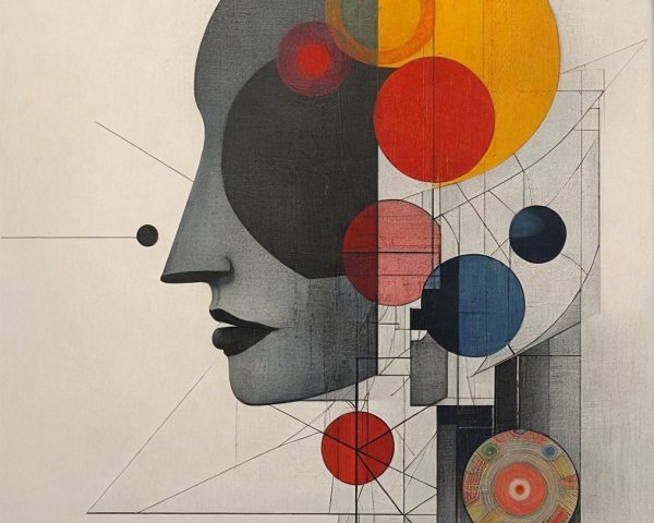 Stylized Human Head Silhouette with Geometric Colors