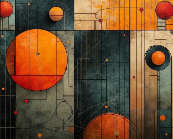 Abstract Composition of Geometric Shapes and Colors