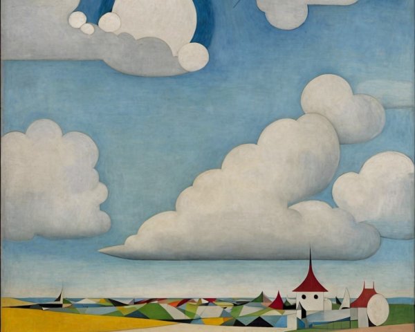 Vibrant Landscape with Blue Sky and Colorful Fields