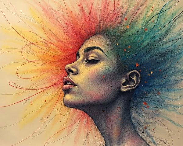 Profile of a Serene Woman with Vibrant Colors