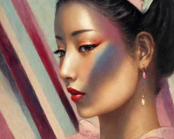 Portrait of a Young Woman with Elegant Makeup and Bun