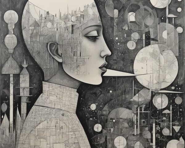 Stylized Profile with Abstract Geometric Background