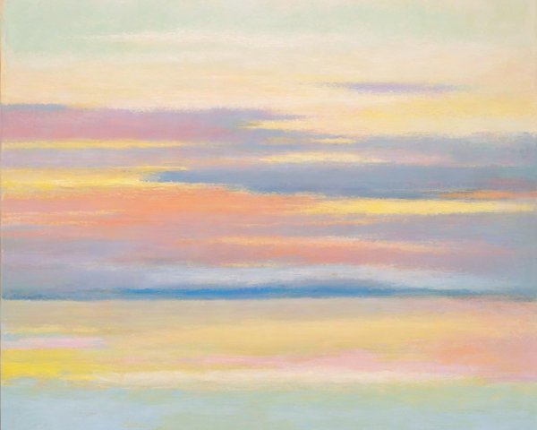 Serene Abstract Painting in Soft Pastel Hues