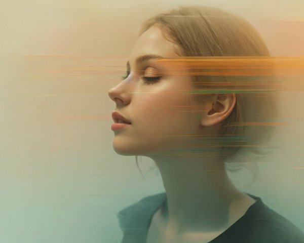 Serene Profile of a Young Woman in Dreamy Atmosphere