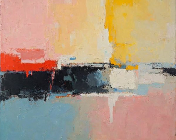 Abstract Composition with Bold Colors and Texture