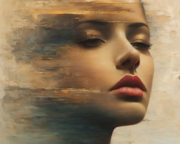 Semi-Abstract Artwork of a Woman's Serene Face