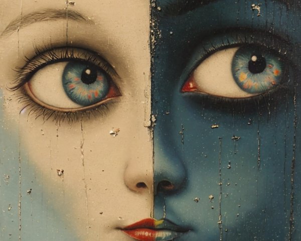 Split Face Artwork Exploring Duality and Perception
