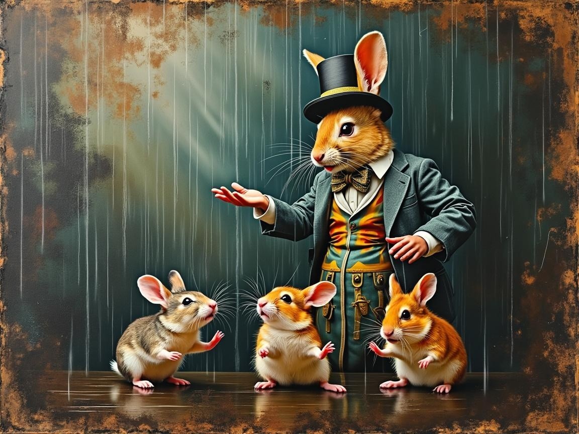 Dapper Mouse Magician Performing for Smaller Mice