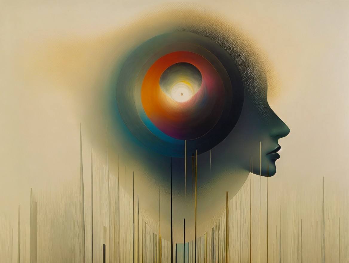 Colorful Abstract Human Profile with Earthy Background