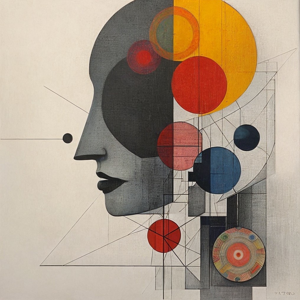 Stylized Human Head Silhouette with Geometric Colors