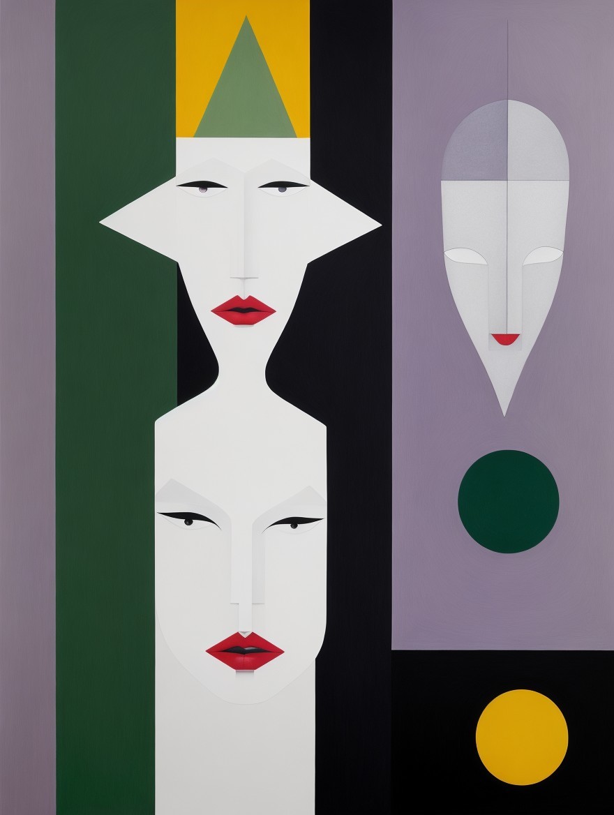 Abstract Faces with Geometric Features and Colors
