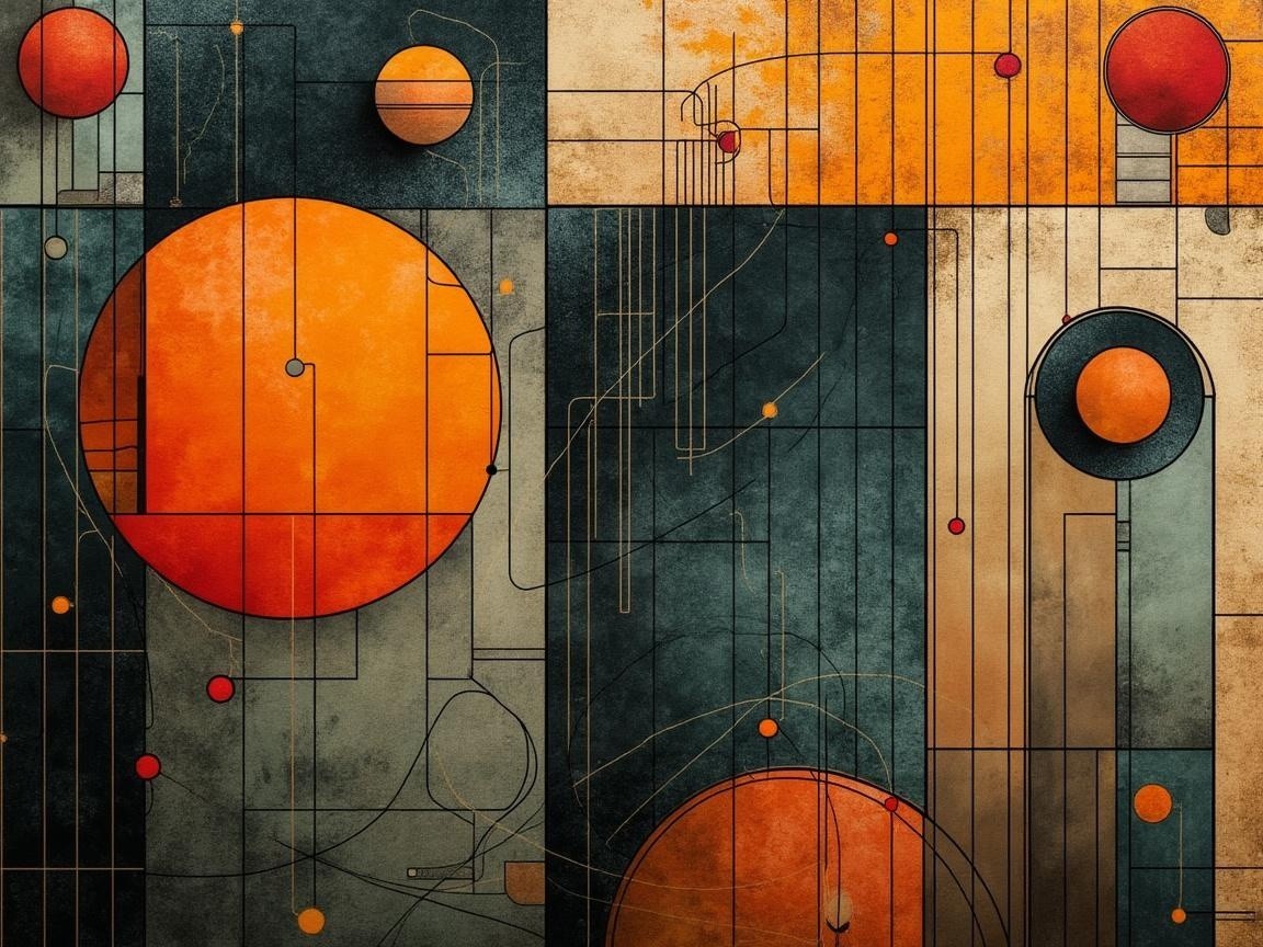 Abstract Composition of Geometric Shapes and Colors