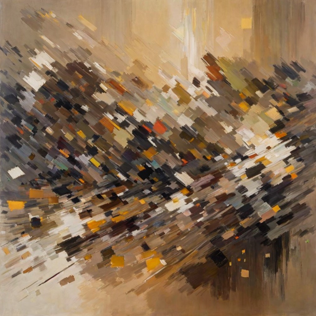 Dynamic Abstract Composition with Warm Colors and Movement