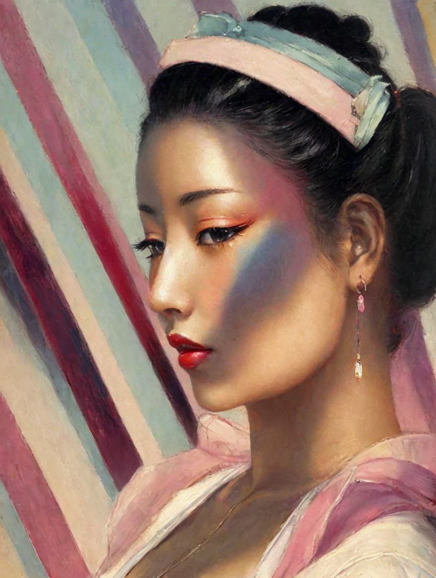 Portrait of a Young Woman with Elegant Makeup and Bun