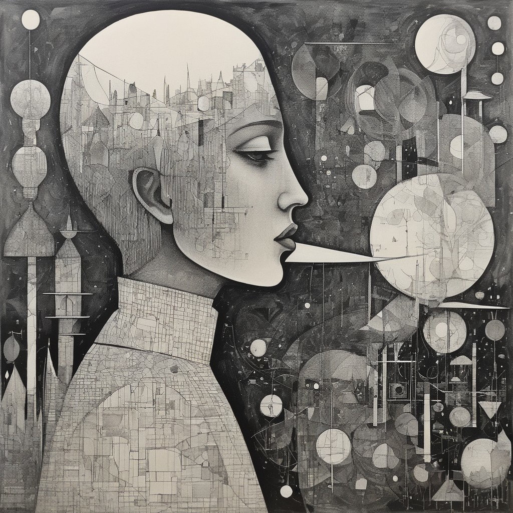 Stylized Profile with Abstract Geometric Background